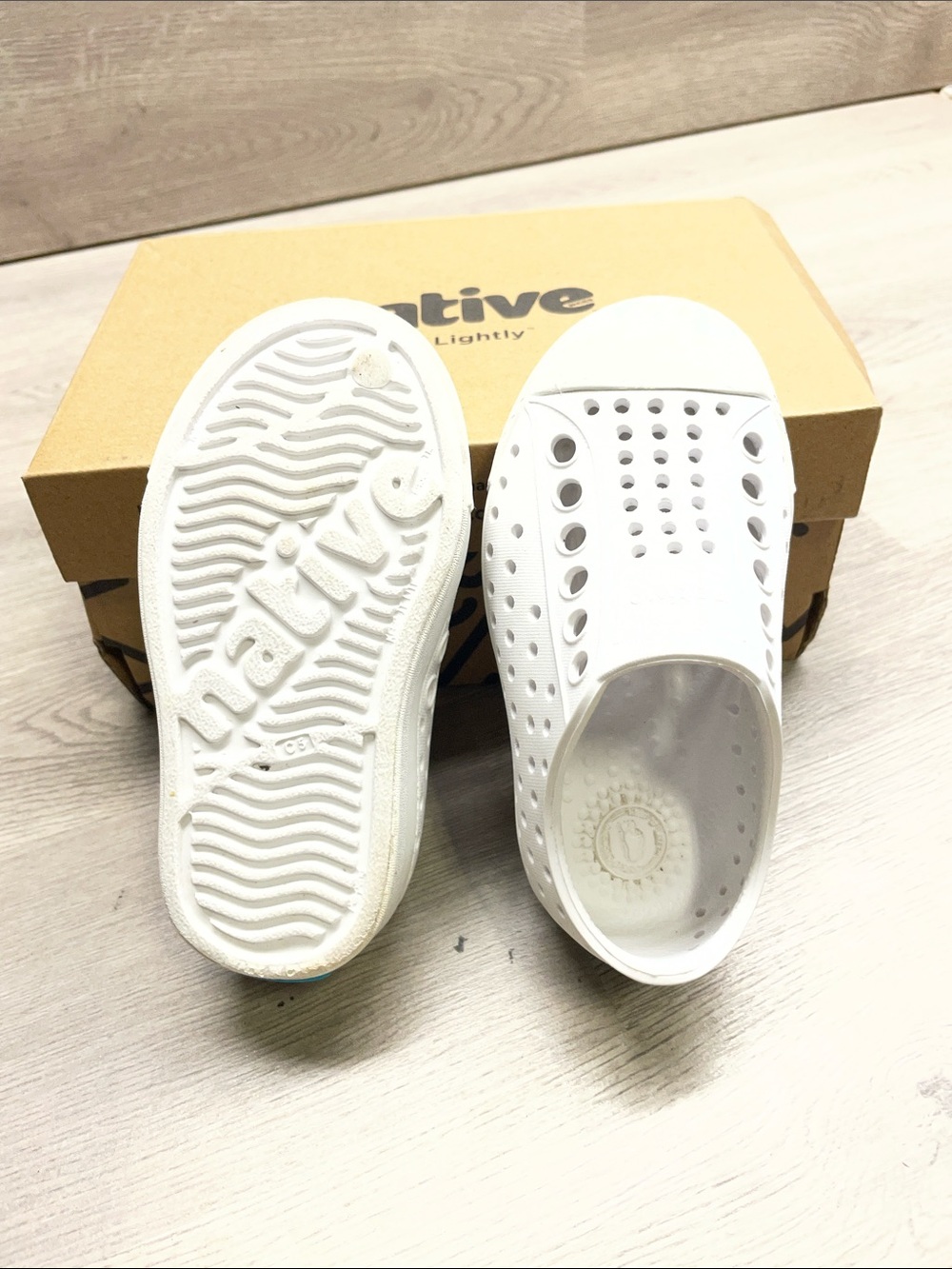 Native Kids Water Slip-On Shoes in White #602